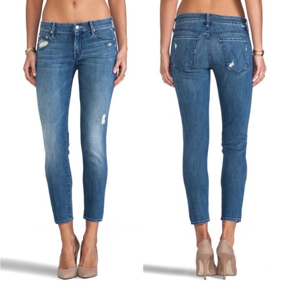 MOTHER Denim - Mother The Looker Crop Distressed Skinny Crop Jeans (26)